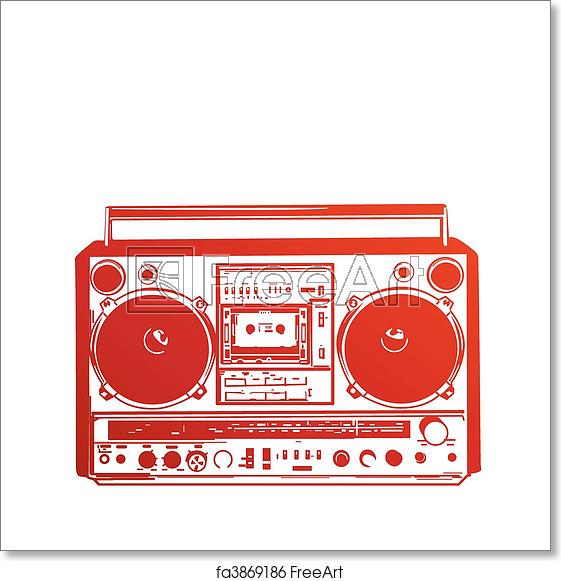 561x581 Free Art Print Of Vintage Boombox Vector Illustration Of Vintage