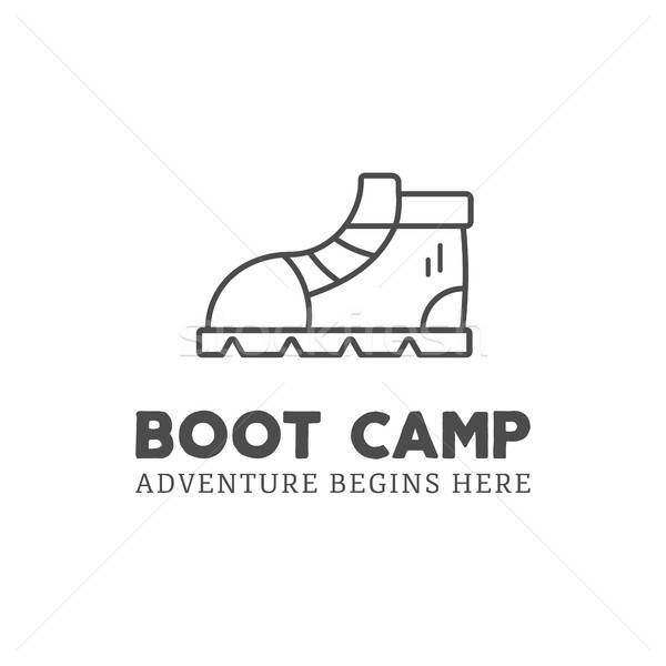 600x600 Camping Adventure Logo Design With Boot And Typography Elements