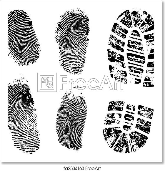 561x581 Free Art Print Of Fingerprints And Bootprint Detailed Finger