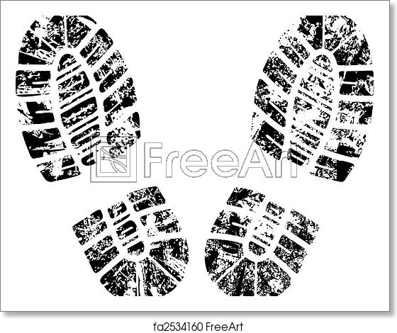 560x470 Free Art Print Of Vector Bootprint Detailed Black And White