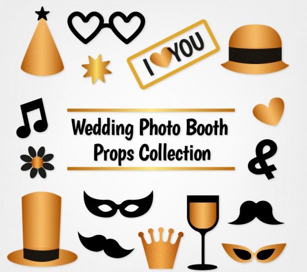 615x544 Pack Of Golden Accessories For Photo Booth Vector Free Download