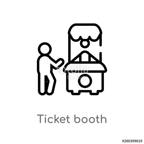 500x500 Outline Ticket Booth Vector Icon Isolated Black Simple Line