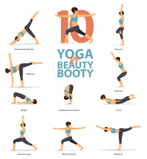 626x678 Yoga Poses For Beauty Booty Vector Premium Download