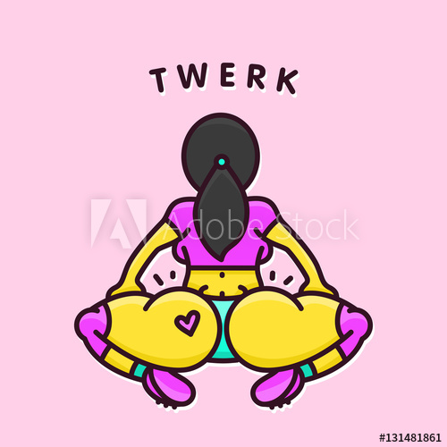 500x500 Cartoon Girl Twerk Her Booty In Sitting Position Vector