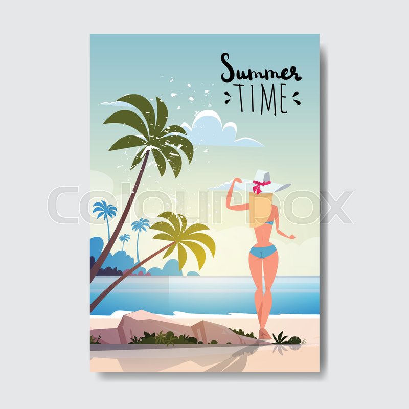 800x800 Sexy Woman Relax Sunny Beach Booty Stock Vector Colourbox