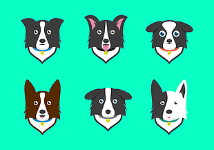 310x217 Abstract Border Collie Dog Portrait In Low Poly Vector Design