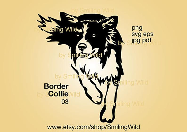 794x562 Border Collie Dog Clipart Vector Graphic Art Artwork Etsy