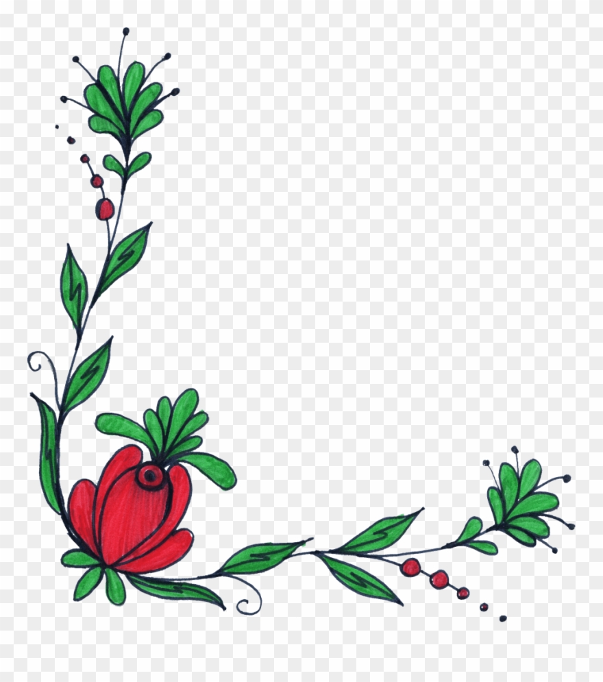 880x995 Flower Corner Border Vector Free Library