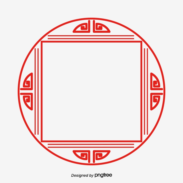 640x640 Round Red Chinese Wind Border Elements, China Red, Chinese Knot