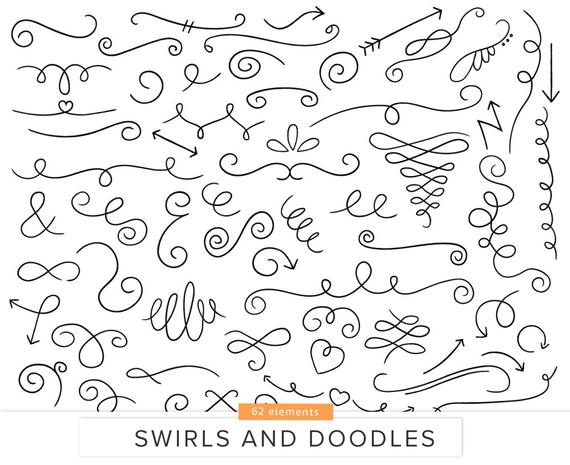 570x465 Swirls Doodles And Arrows Vector And Png Hand Drawn Etsy
