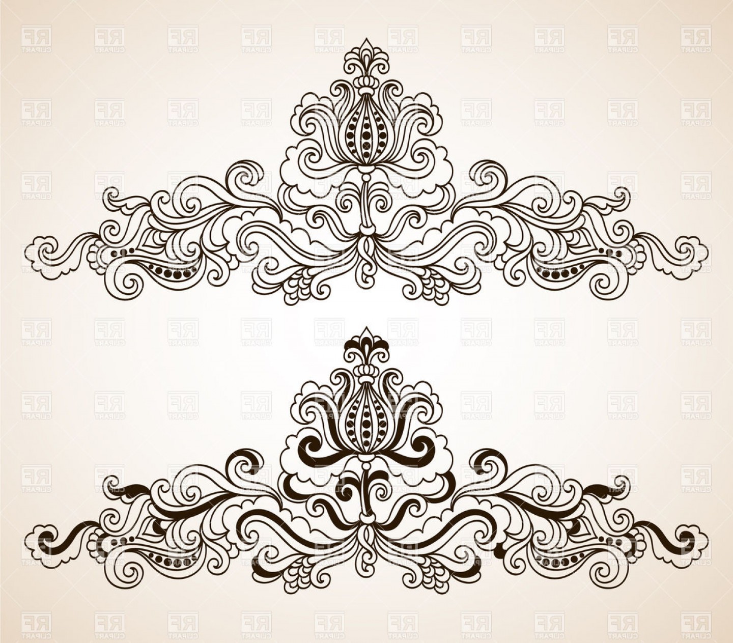 1440x1263 Vintage Floral Ornate Border Elements Vector Clipart Createmepink