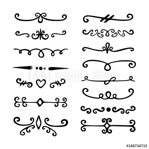 500x500 Hand Drawn Dividers And Border Lines Set Of Black Vector Design