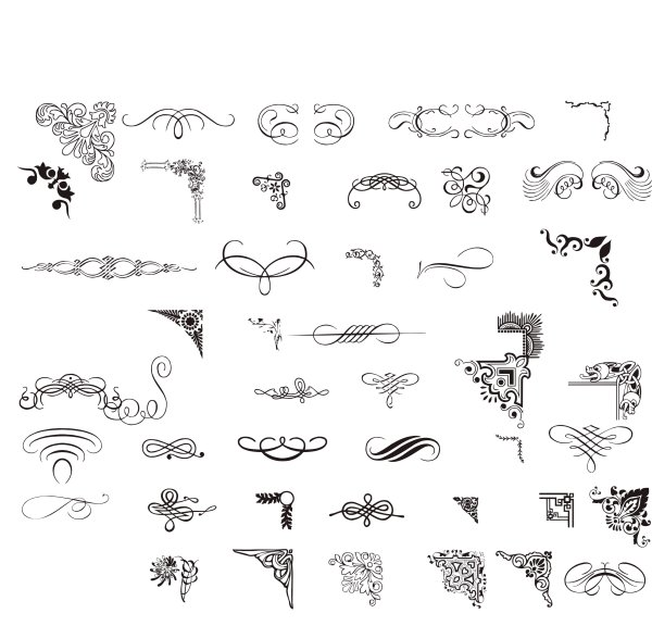 Corner Floral Borders Pattern Vector Set Free Download 600x576 Corner Floral Borders Pattern Vector Set Free Download