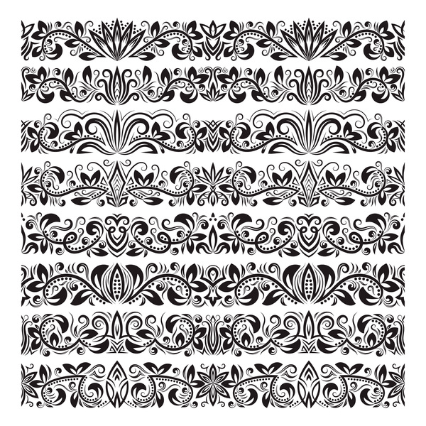 Floral Seamless Border Design Vector Set Free Download 600x600 Floral Seamless Border Design Vector Set Free Download