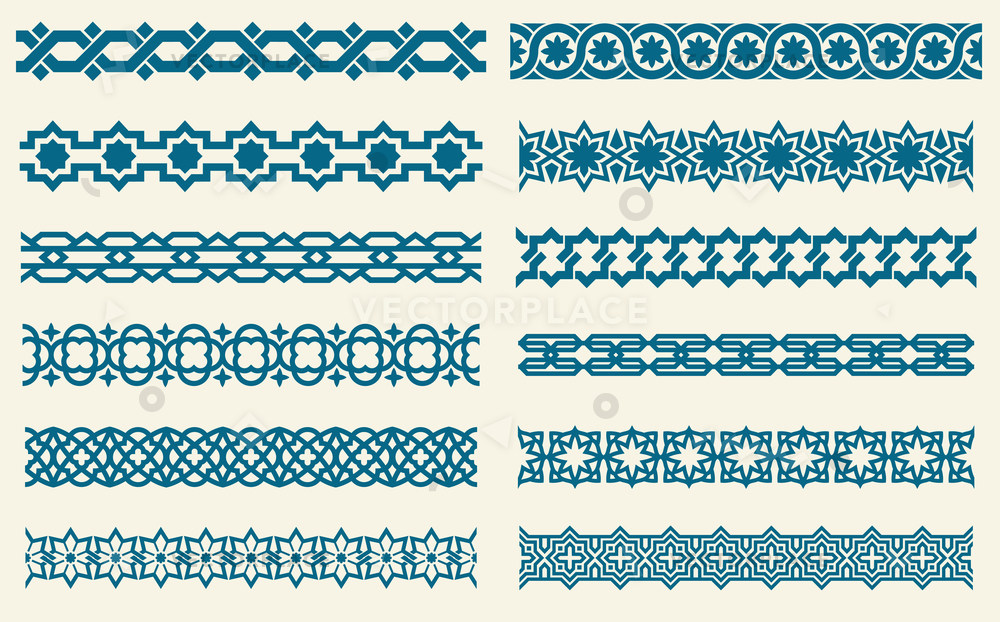 Islamic Ornaments Link Seamless Decorative Borders Vector 1000x622 Islamic Ornaments Link Seamless Decorative Borders Vector