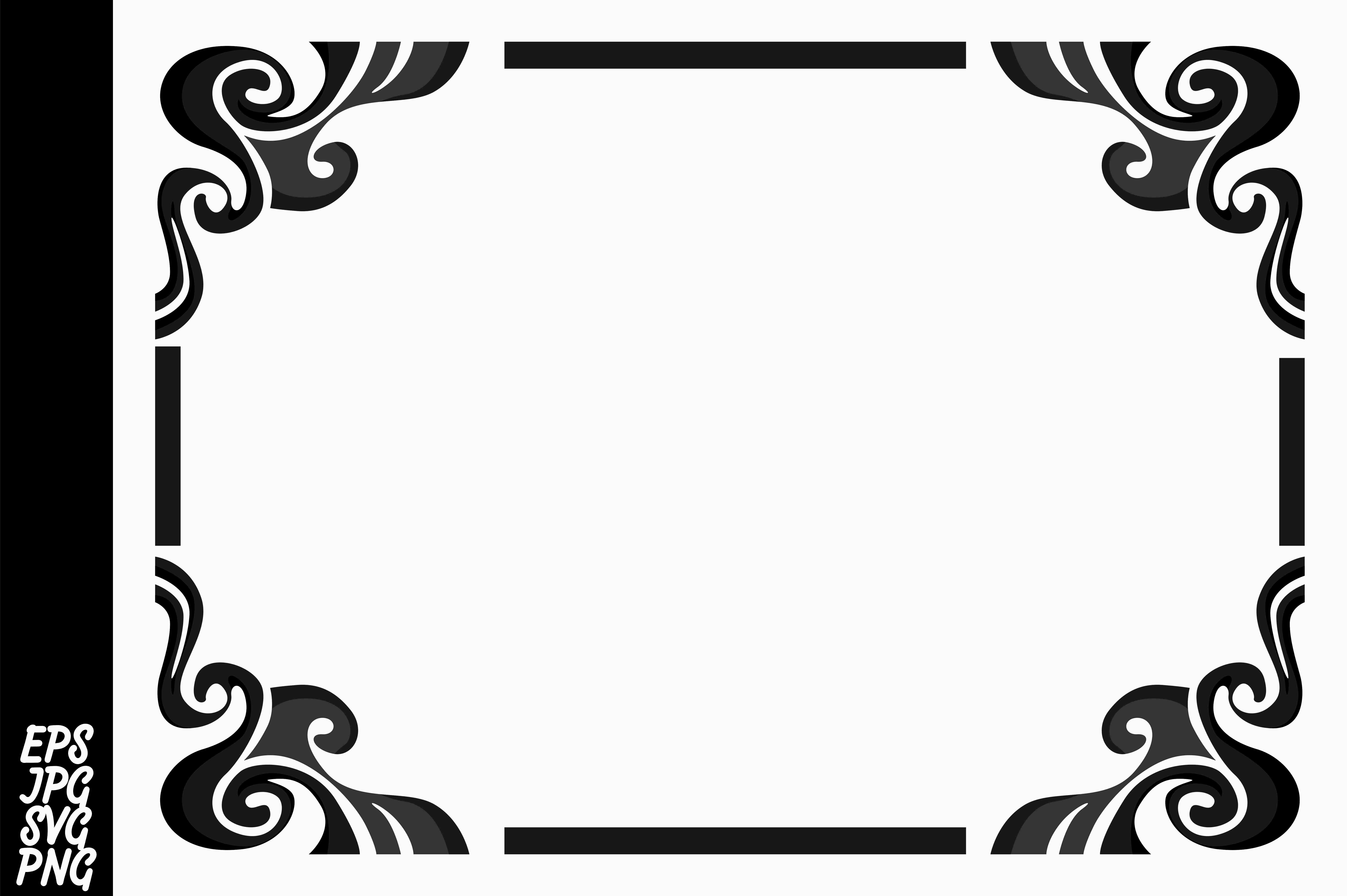 7514x5000 Black Ornament Border Vector Graphic