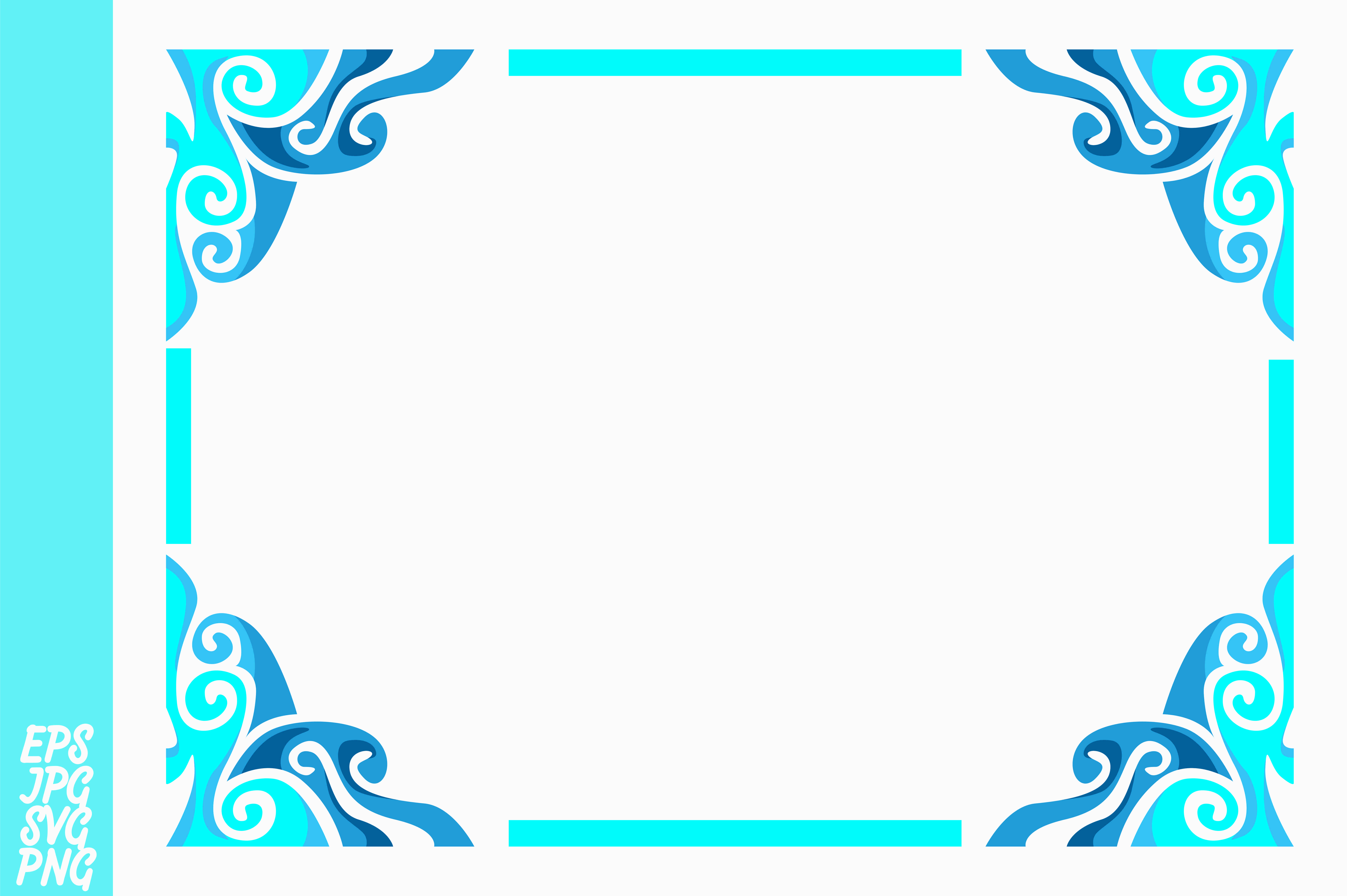 7514x5000 Blue Ornament Border Vector Graphic