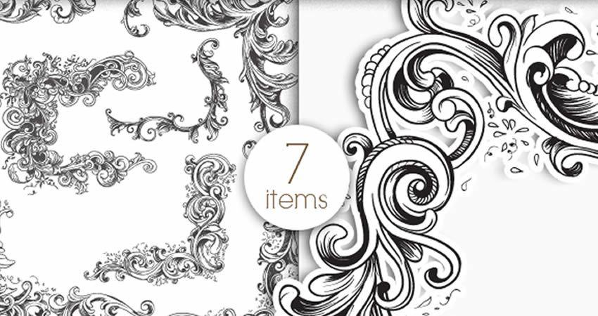 850x450 Free Ornaments, Frames Borders Vector Templates