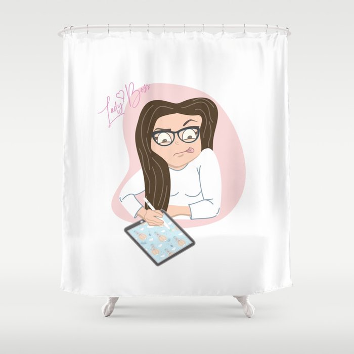 700x700 Lady Boss Vector Character Illustration Shower Curtain