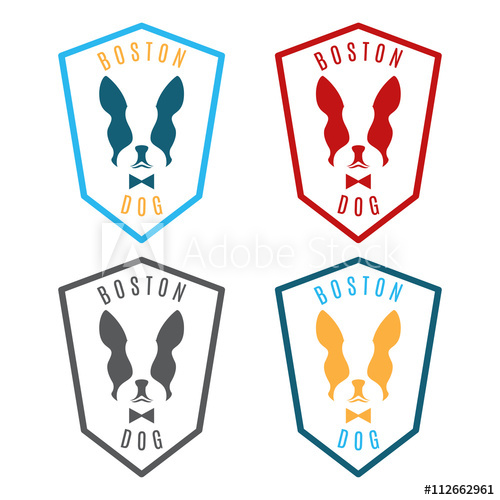 500x500 Illustration Of Set Labels With Boston Terrier Emblem For The B
