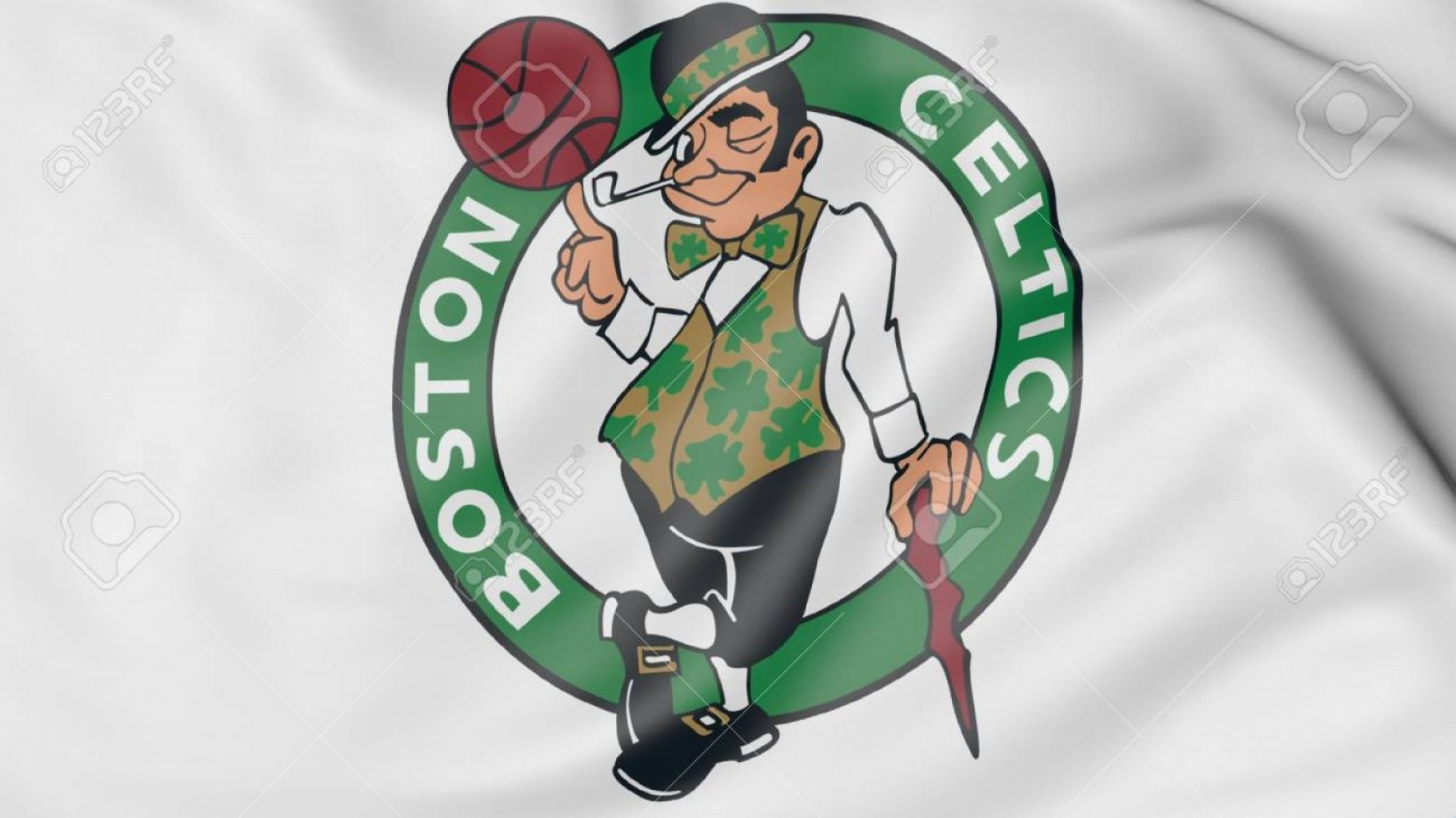 1872x1052 Photoclose Up Of Waving Flag With Boston Celtics Nba Basketball
