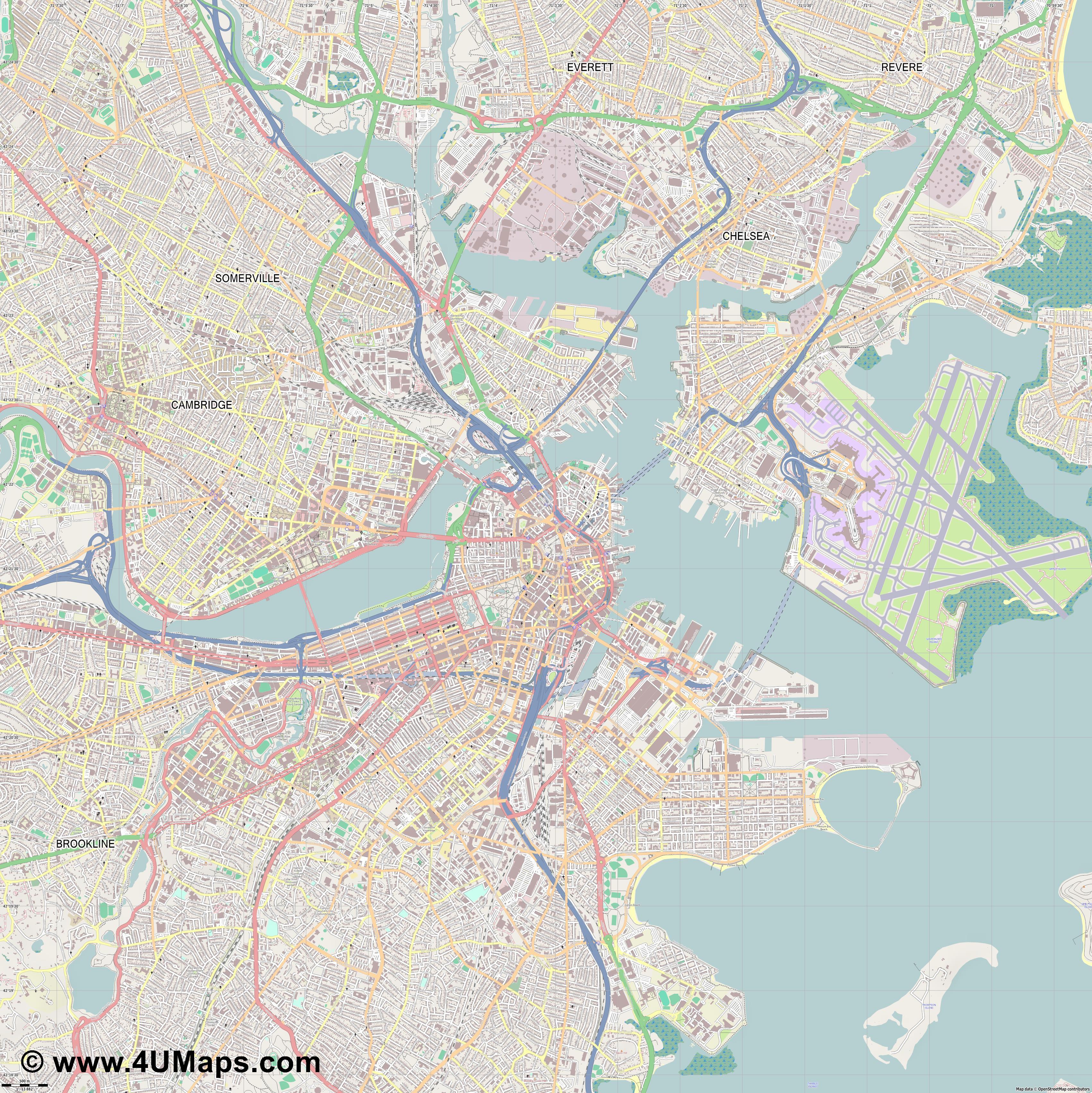 Boston Map Vector at Vectorified.com | Collection of Boston Map Vector ...