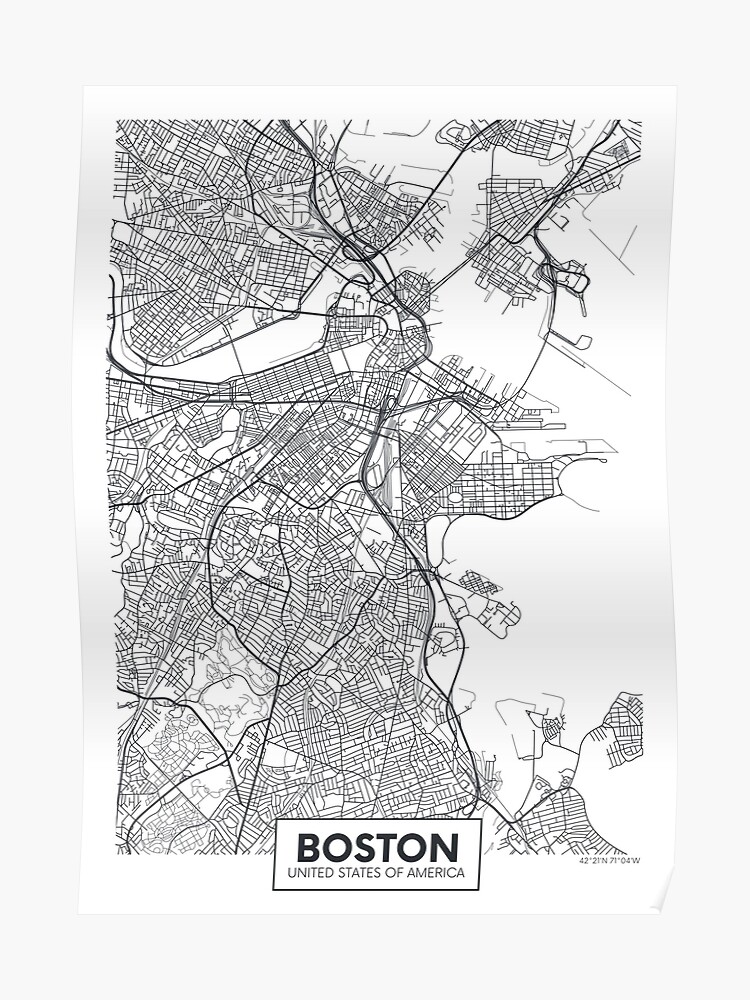 Vector Poster Map City Boston Poster 750x1000 Vector Poster Map City Boston Poster