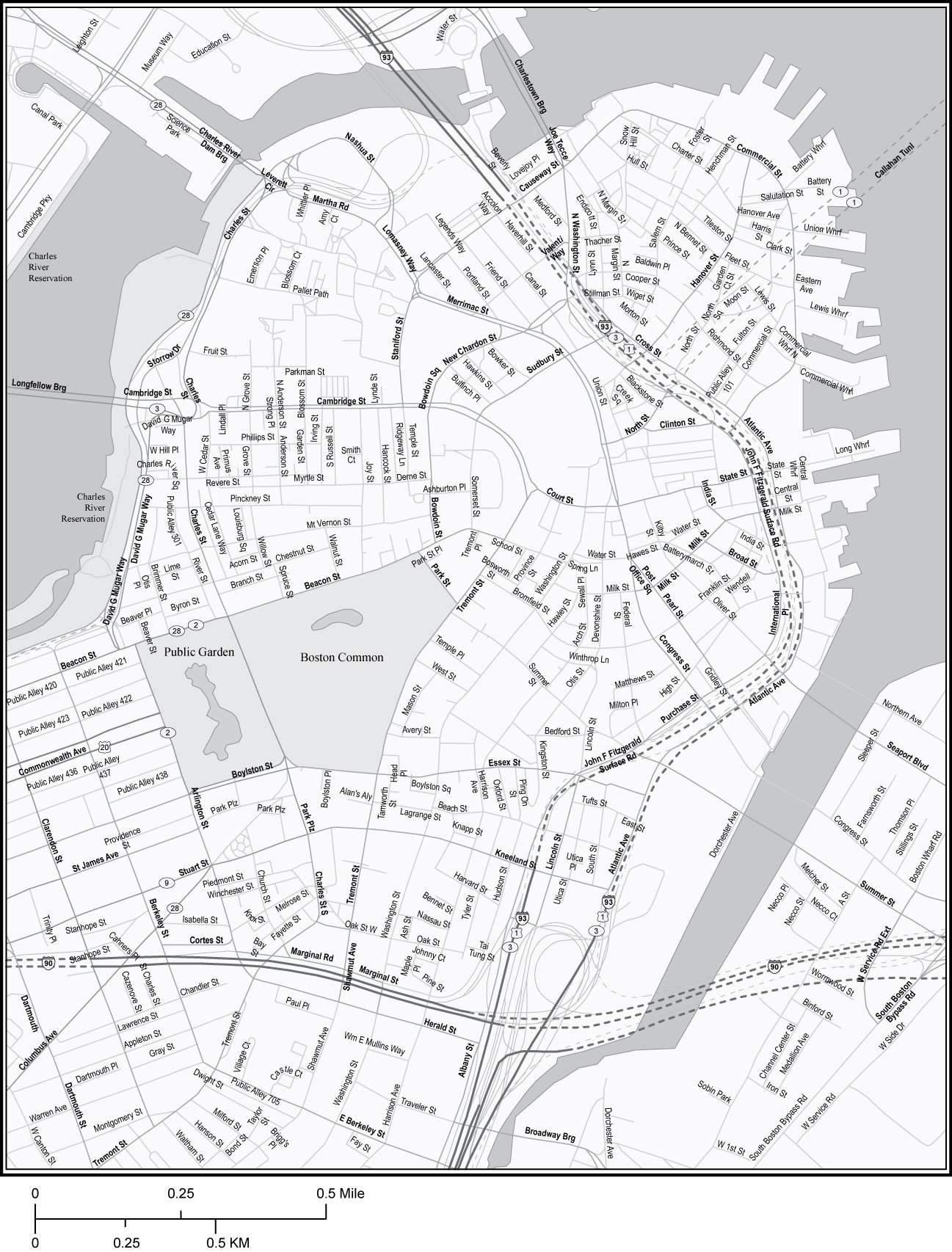 Boston City Center Map, Adobe Illustrator Vector Format 1297x1706 Boston City Center Map, Adobe Illustrator Vector Format