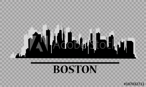 500x300 Boston City Skyline Silhouette Background Vector Illustration