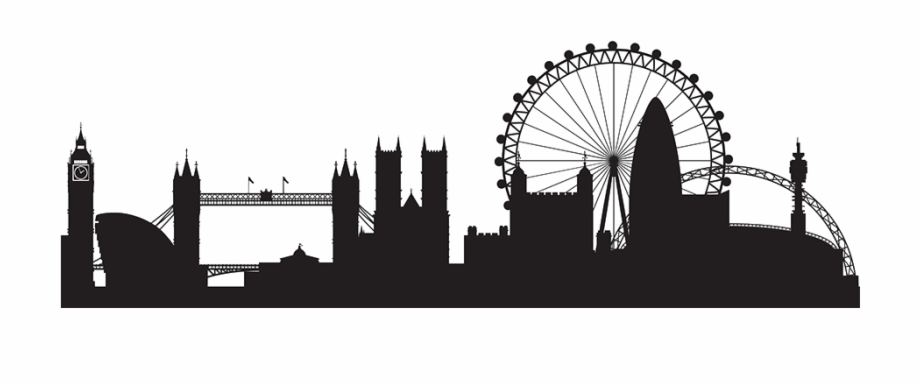 920x386 London Skyline Silhouette Vector, Transparent Png Download