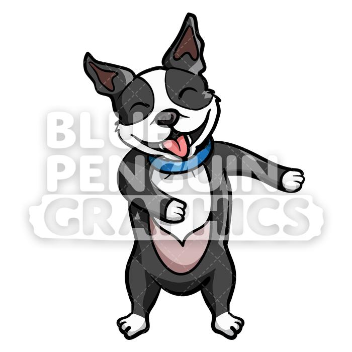 700x700 Boston Terrier Floss Dance Vector Cartoon Clipart Illustration
