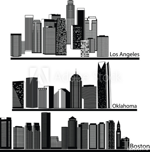 492x500 Collection Of City Skyline Vector Los Angeles, Oklahoma, Boston