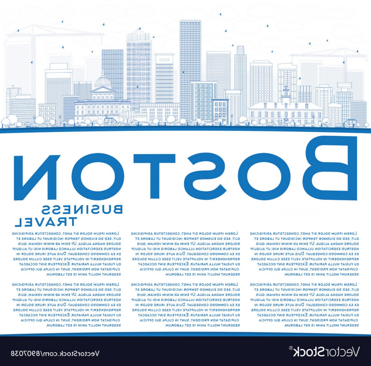 1200x1184 Outline Boston Skyline With Blue Buildings Vector Newwaysys