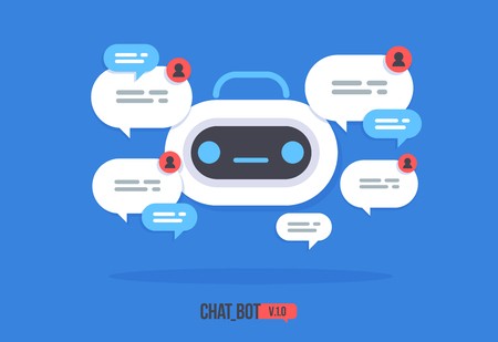 Cute Robot Icon With Speech Bubble Support Service Chat Bot Vector 450x309 Cute Robot Icon With Speech Bubble Support Service Chat Bot Vector