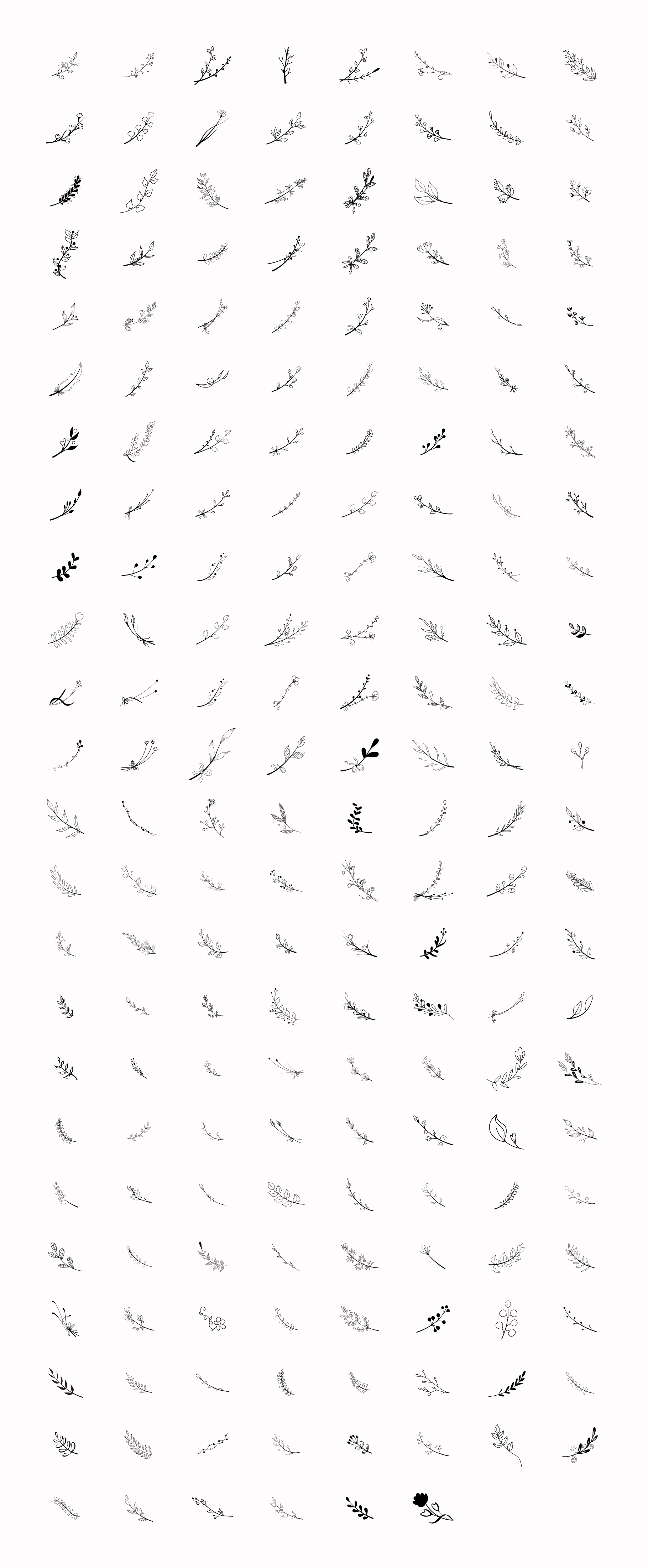 1820x4403 Hand Drawn Botanical Vector Elements