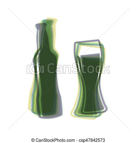 450x470 Cerveza, Signo Botella, Vector Vertical, Colorido, Isolated