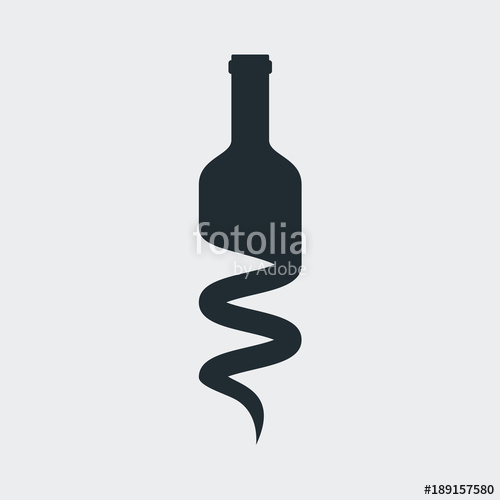 500x500 Logotipo Botella De Vino Mitad Sacacorchos En Fondo Gris Stock