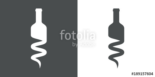 500x250 Logotipo Botella De Vino Mitad Sacacorchos Gris Y Blanco Stock