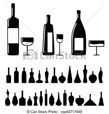 450x470 Vector, Vidrio, Conjunto, Negro, Botella Conjunto, Vidrio, Vector