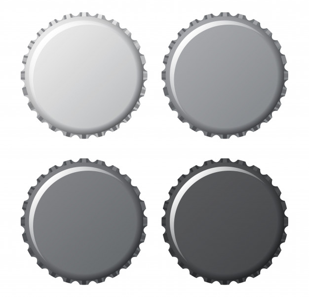 626x602 Bottle Caps In Grey And Black Isolated On White Background Vector