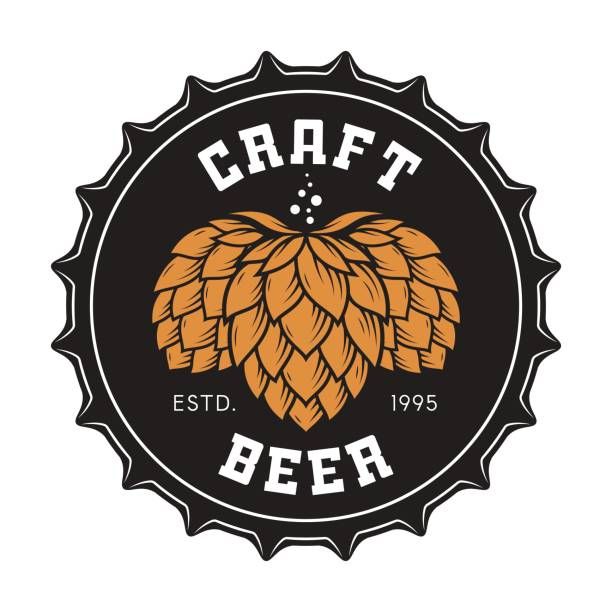 612x612 Illustration Of Craft Beer Bottle Cap With Hops For Pub, Bar, Beer