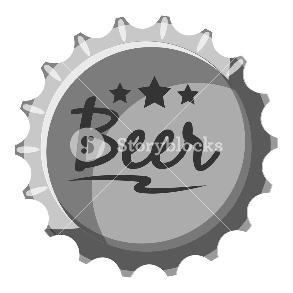 1000x1000 Beer Bottle Cap Icon Gray Monochrome Illustration Of Beer Bottle