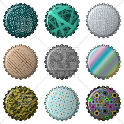 Textured Bottle Caps, Top View Vector Image Vector Illustration 400x400 Textured Bottle Caps, Top View Vector Image Vector Illustration