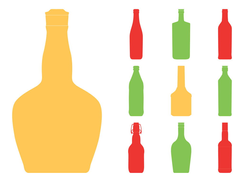 1024x765 Bottle Silhouettes Set Vector Art Graphics