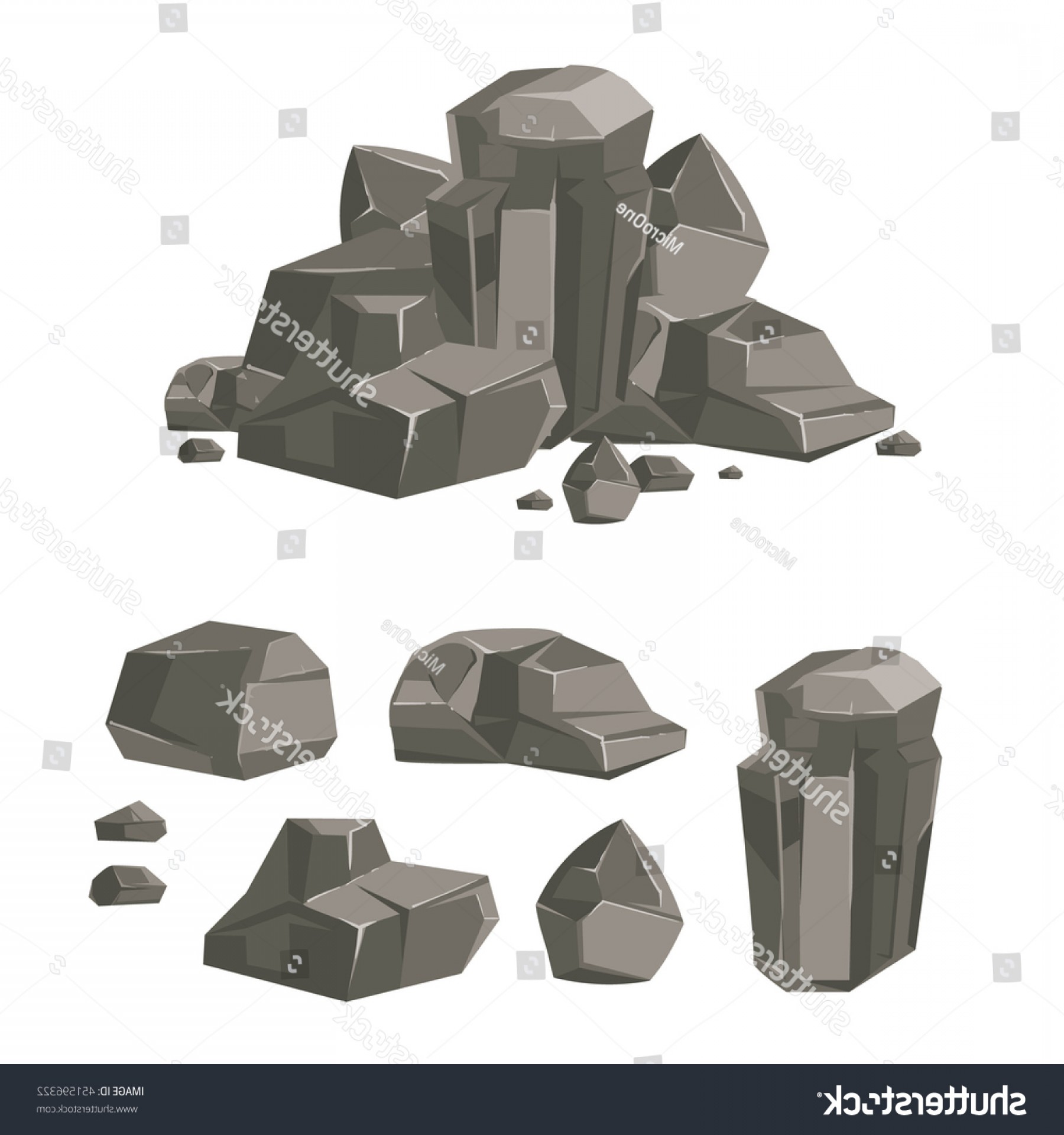 1800x1920 Cartoon Rock Boulder Stone Vector Set Geekchicpro