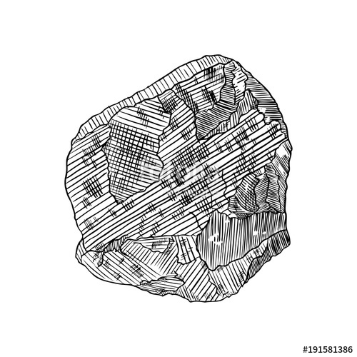 500x500 Rock Stone Black And White Stone Or Rock In Hand Drawn Hatching