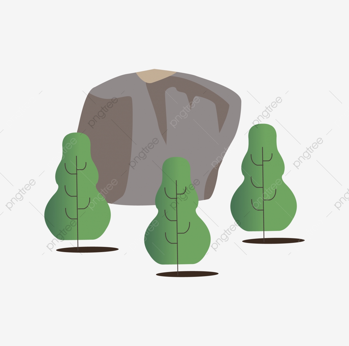 1200x1190 Stone Green Tree Trunk Big Stone, Boulder, Trees, Simple Png