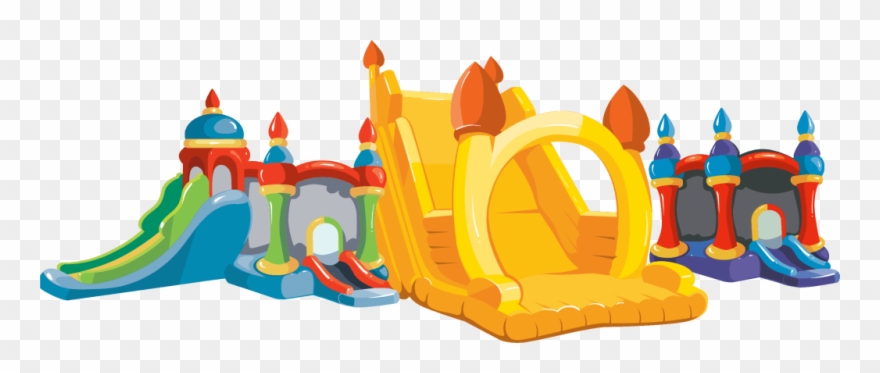 880x373 Multiple Bounce House Vector Art