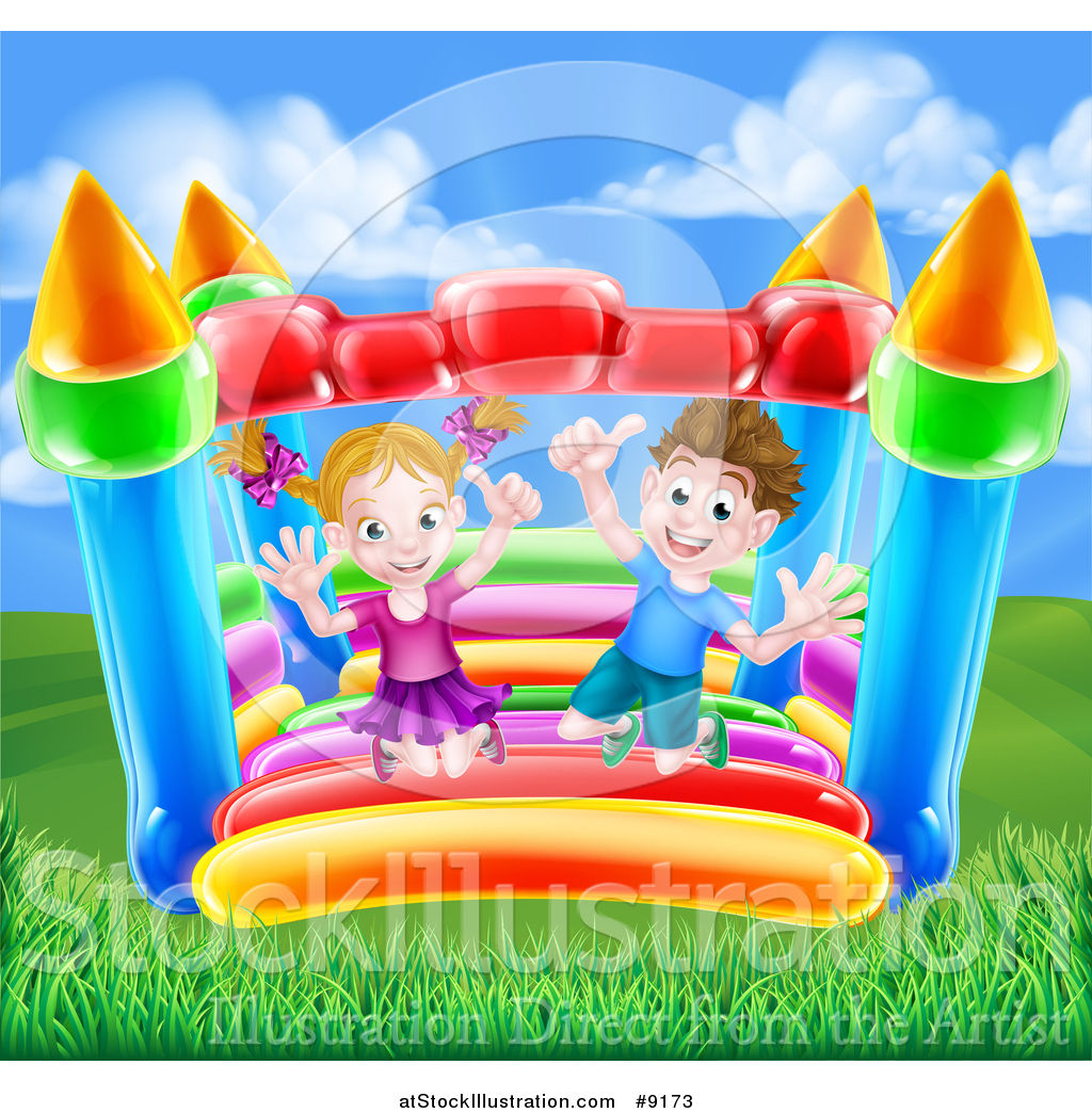 1024x1044 Vector Illustration Of A Happy Caucasian Boy And Girl Jumping