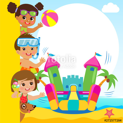 Cheerful Girl And Boy In Jumping Bouncy Castle Summertime 500x500 Cheerful Girl And Boy In Jumping Bouncy Castle Summertime